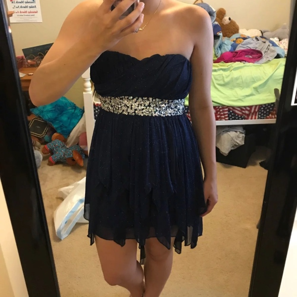Blue sparkly sequence hearts size 3 dress